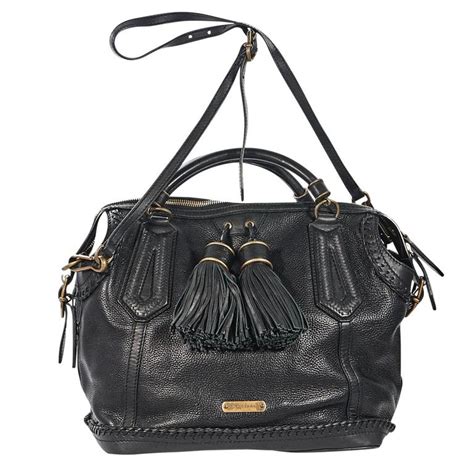 burberry black leather satchel|Burberry satchel sale.